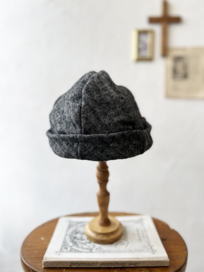 画像4: 羊帽子店／12-4 シェットランドウールリネンの冬のヘミング・杢ブラック