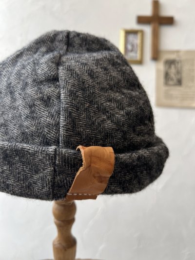 画像3: 羊帽子店／12-4 シェットランドウールリネンの冬のヘミング・杢ブラック