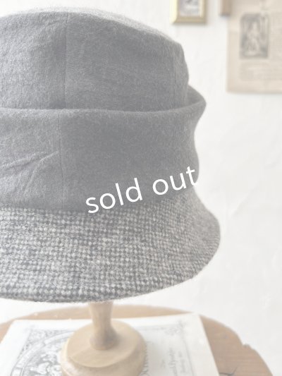 画像7: 羊帽子店／12-1gr クラシカルツイードの冬のダブルハット・杢ブラック×チャコール