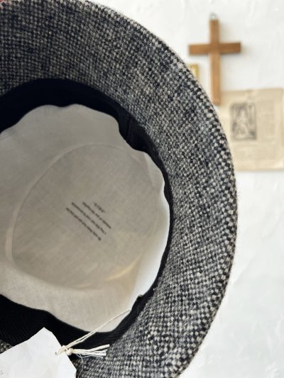 画像8: 羊帽子店／12-1bk クラシカルツイードの冬のダブルハット・杢ブラック×ブラック