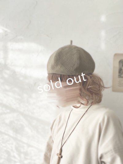 画像9: 羊帽子店／12-7 ベルギーリネンのほっこりベレー帽・モカ