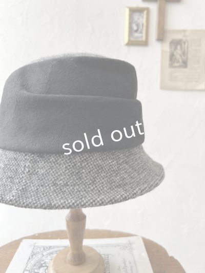 画像3: 羊帽子店／12-1bk クラシカルツイードの冬のダブルハット・杢ブラック×ブラック