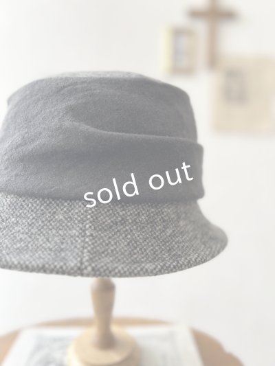 画像3: 羊帽子店／12-1gr クラシカルツイードの冬のダブルハット・杢ブラック×チャコール