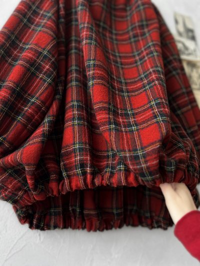 画像10: MARCHE' DE SOEUR／ウールガーゼのバルーンチュニック・赤チェック