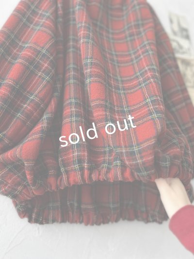 画像8: MARCHE' DE SOEUR／ウールガーゼのバルーンチュニック・赤チェック