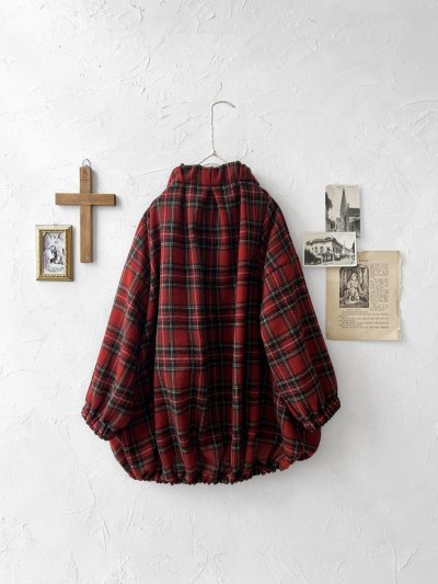 画像12: MARCHE' DE SOEUR／ウールガーゼのバルーンチュニック・赤チェック