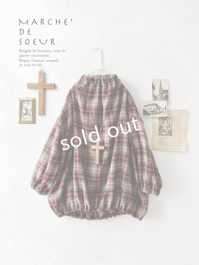 画像1: MARCHE' DE SOEUR／ウールガーゼのバルーンチュニック・ベージュチェック