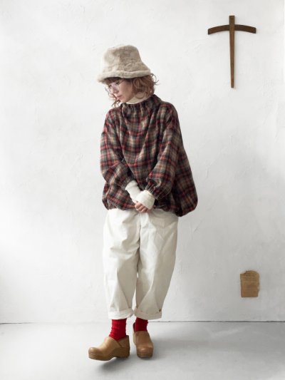 画像14: MARCHE' DE SOEUR／ウールガーゼのバルーンチュニック・ベージュチェック