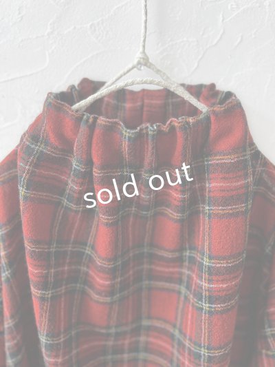画像2: MARCHE' DE SOEUR／ウールガーゼのバルーンチュニック・赤チェック