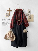 画像12: MARCHE' DE SOEUR／ウールガーゼのバルーンチュニック・赤チェック (12)