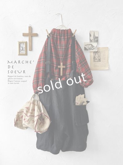 画像12: MARCHE' DE SOEUR／ウールガーゼのバルーンチュニック・赤チェック