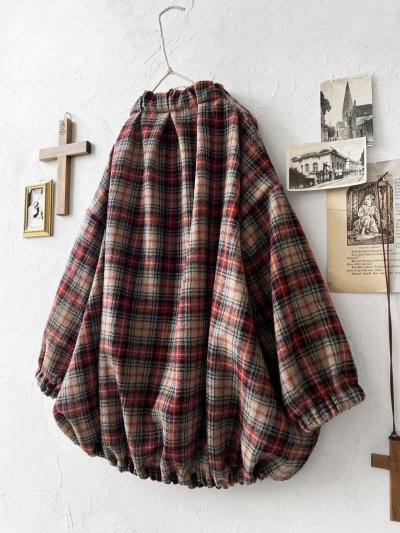 画像9: MARCHE' DE SOEUR／ウールガーゼのバルーンチュニック・ベージュチェック