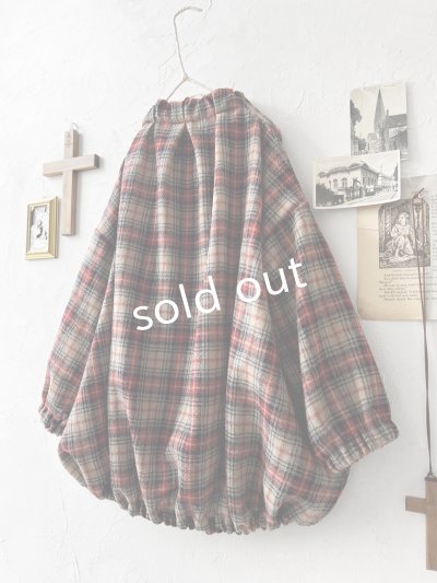 画像9: MARCHE' DE SOEUR／ウールガーゼのバルーンチュニック・ベージュチェック