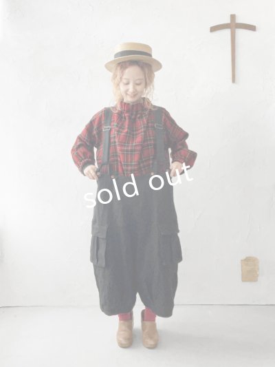 画像13: MARCHE' DE SOEUR／ウールガーゼのバルーンチュニック・赤チェック