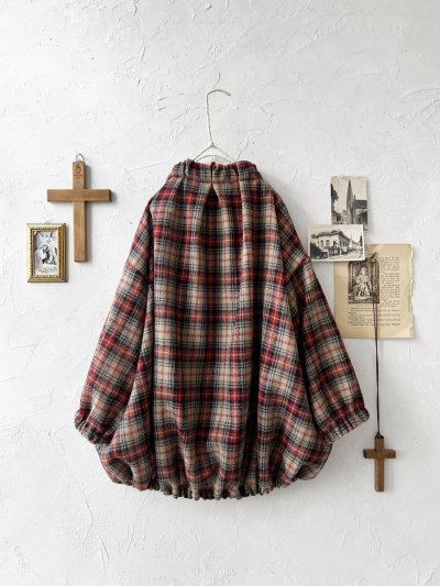 画像8: MARCHE' DE SOEUR／ウールガーゼのバルーンチュニック・ベージュチェック