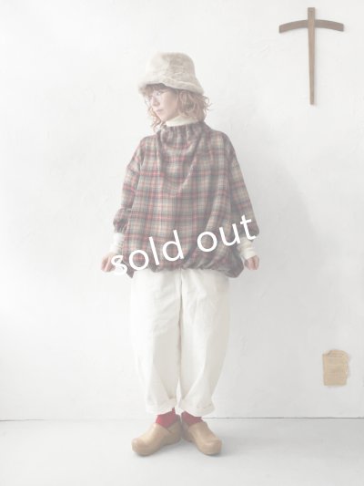 画像18: MARCHE' DE SOEUR／ウールガーゼのバルーンチュニック・赤チェック