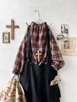 画像11: MARCHE' DE SOEUR／ウールガーゼのバルーンチュニック・ベージュチェック (11)