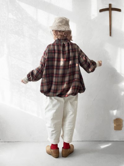 画像17: MARCHE' DE SOEUR／ウールガーゼのバルーンチュニック・ベージュチェック