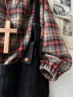 画像12: MARCHE' DE SOEUR／ウールガーゼのバルーンチュニック・ベージュチェック (12)