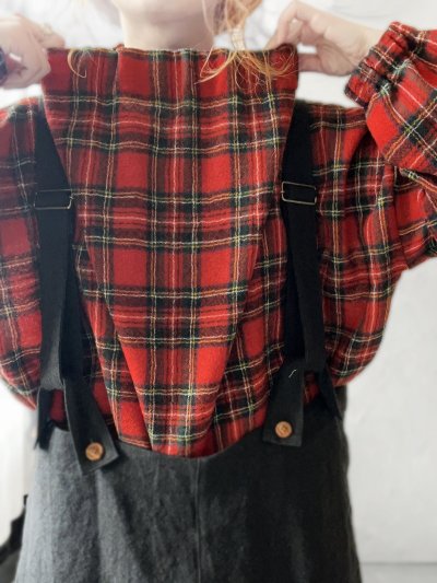 画像20: MARCHE' DE SOEUR／ウールガーゼのバルーンチュニック・赤チェック