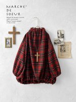 画像1: MARCHE' DE SOEUR／ウールガーゼのバルーンチュニック・赤チェック (1)
