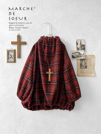 MARCHE' DE SOEUR／ウールガーゼのバルーンチュニック・赤チェック