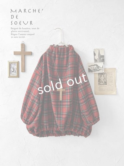 画像1: MARCHE' DE SOEUR／ウールガーゼのバルーンチュニック・赤チェック