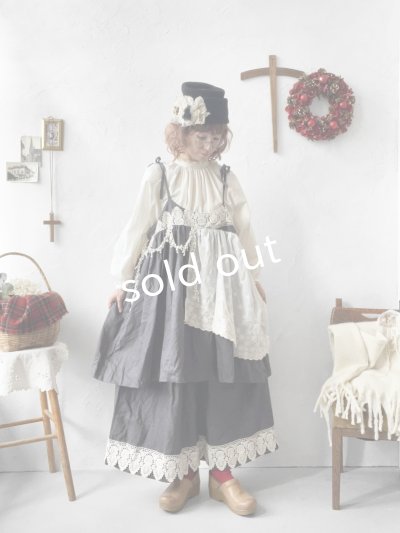 画像4: 【ノエルの贈り物】リネンキャミのレースチュニック・ダークグレー【5】