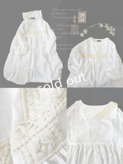 画像2: 【ノエルの贈り物】ホワイトリネンレースワンピース・B【16】