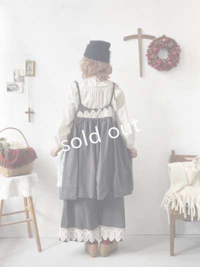 画像5: 【ノエルの贈り物】リネンキャミのレースチュニック・ダークグレー【5】