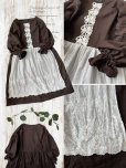 画像2: 【ノエルの贈り物】チョコブラウンのパフスリーブレースワンピース・A【21】 (2)