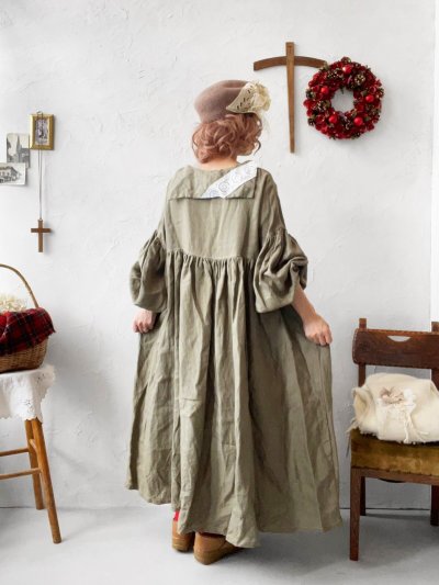 画像5: 【ノエルの贈り物】セーラー襟のレースワンピース・カーキ【19】