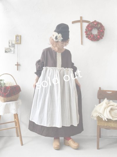 画像4: 【ノエルの贈り物】チョコブラウンのパフスリーブレースワンピース・B【22】