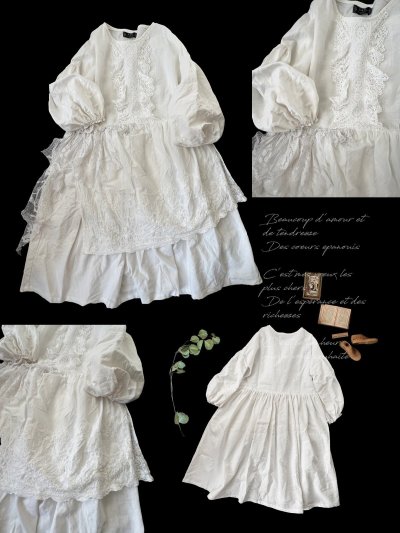 画像3: 【ノエルの贈り物】ホワイトリネンレースワンピース・D【25】