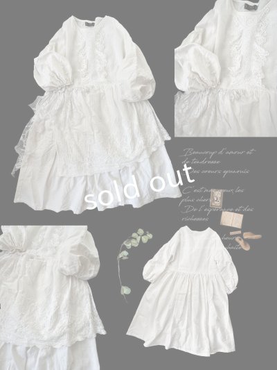 画像3: 【ノエルの贈り物】ホワイトリネンレースワンピース・D【25】