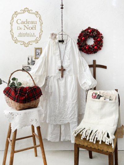 画像1: 【ノエルの贈り物】ホワイトリネンレースワンピース・D【25】