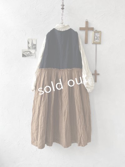 画像7: MARCHE' DE SOEUR／リネンのベストワンピース・黒×アンティークブラウン