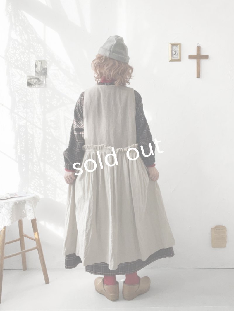 画像12: MARCHE' DE SOEUR／ウールツイードのベストワンピース・ベージュ×生成り (12)
