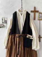画像2: MARCHE' DE SOEUR／リネンのベストワンピース・黒×アンティークブラウン (2)