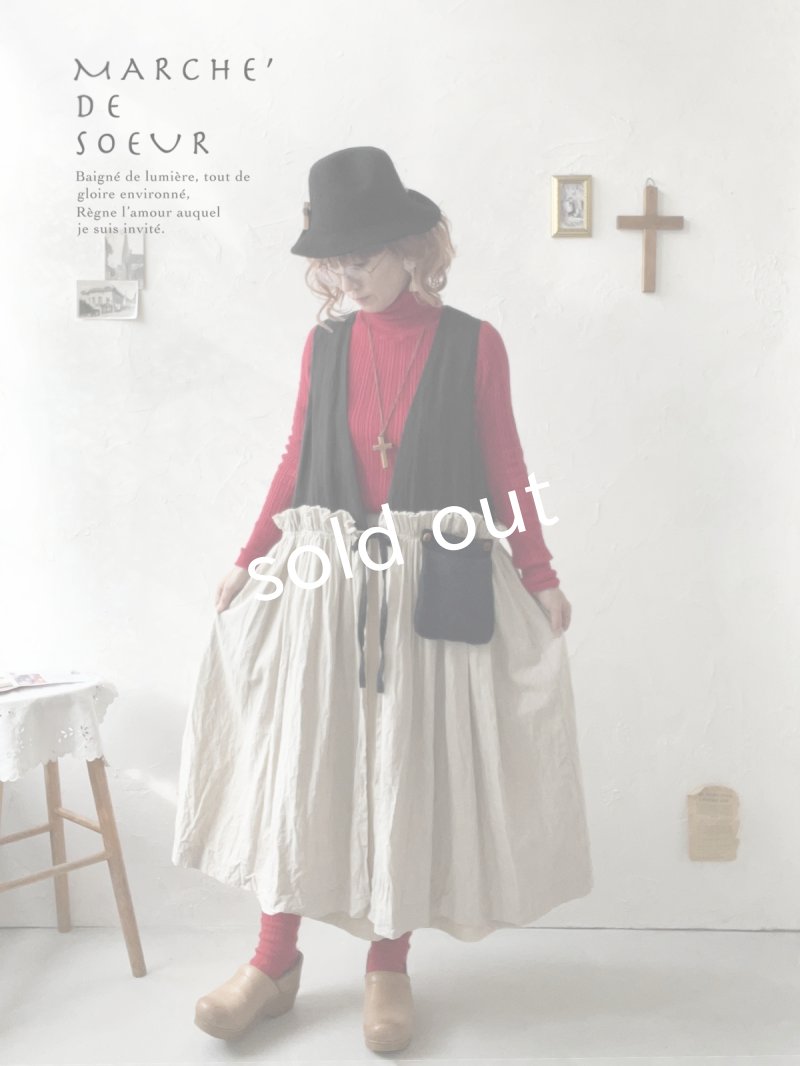 画像9: MARCHE' DE SOEUR／リネンのベストワンピース・黒×生成り (9)