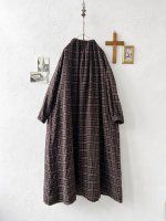 画像7: MARCHE' DE SOEUR／シャーリングネックワンピース・レッドブラウンチェック (7)