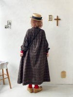 画像13: MARCHE' DE SOEUR／シャーリングネックワンピース・レッドブラウンチェック (13)