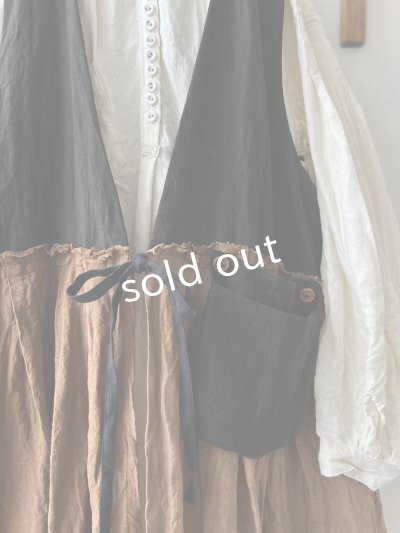 画像3: MARCHE' DE SOEUR／リネンのベストワンピース・黒×アンティークブラウン