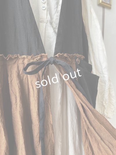 画像5: MARCHE' DE SOEUR／リネンのベストワンピース・黒×アンティークブラウン