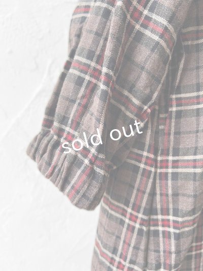 画像9: MARCHE' DE SOEUR／シャーリングネックワンピース・レッドブラウンチェック