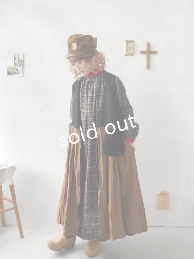 画像12: MARCHE' DE SOEUR／リネンのベストワンピース・黒×アンティークブラウン