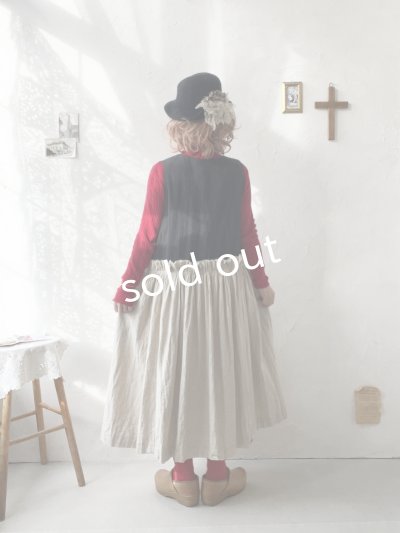 画像10: MARCHE' DE SOEUR／リネンのベストワンピース・黒×生成り