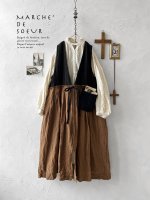 画像1: MARCHE' DE SOEUR／リネンのベストワンピース・黒×アンティークブラウン (1)