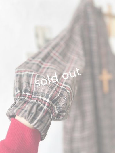 画像6: MARCHE' DE SOEUR／シャーリングネックワンピース・レッドブラウンチェック