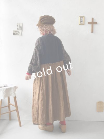 画像11: MARCHE' DE SOEUR／リネンのベストワンピース・黒×アンティークブラウン